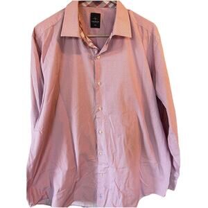 Tailorbyrd Button up Shirt Men's 2XL Pink Cotton Flip Cuff Small Geo Pattern